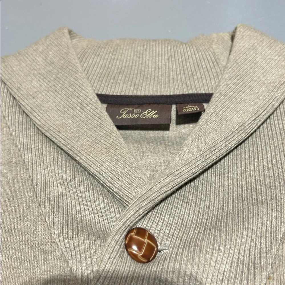 Tasso Elba Premium Collared Taupe Sweater